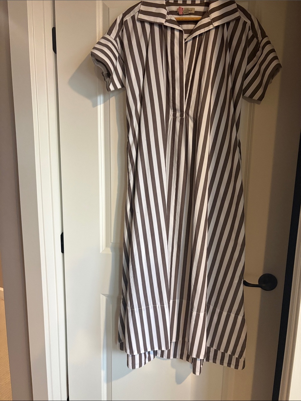 Banana Republic Brown and White Striped Polo Dress